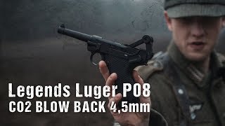 Legends Luger P08 CO2 BlowBack 45mm Schusstest [upl. by Ydeh]