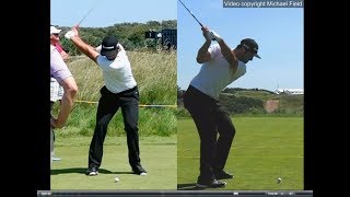 Jon Rahm golf swing  Long Iron faceon amp downtheline July 2017 [upl. by Ynar444]