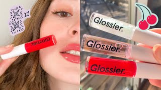 NEW SHADES of Glossier Lip Gloss REVIEW  SWATCHES 🍒 [upl. by Pallaton]