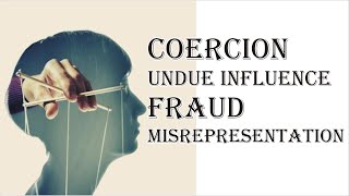 Coercion Undue Influence Fraud Misrepresentation  Indian Contract Act 1872  Law Guru [upl. by Halimeda32]