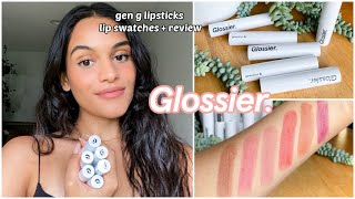 glossier generation g lipsticks lip swatches  shade review [upl. by Efioa]