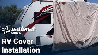 How to Install a Travel Trailer or RV Cover  National Covers [upl. by Sherard]