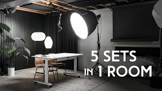 5 YOUTUBE FILMING SETS IN 1 ROOM  Our MultiFunctional Home Studio Breakdown [upl. by Rus]