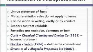 Misrepresentation Lecture 1 of 4 [upl. by Ashely]