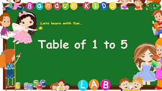 Table of 1 to 5  Rhythmic Table of One to Five  Learn Multiplication Table  Bandus KIDS LAB [upl. by Annayi406]