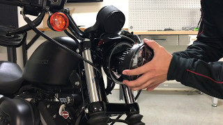 Harley 883 DayMaker Headlight Install Tutorial [upl. by Ahsinor349]