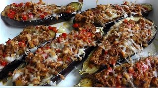 Lamb Mince stuffed Aubergines How to cook video recipe [upl. by Gallenz613]