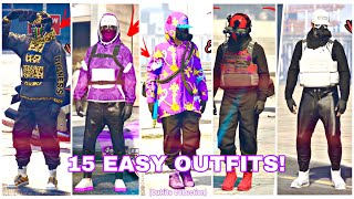 15 EASY GTA 5 ONLINE Outfits Outfits Collection Tryhard Outfits Using clothing Glitches [upl. by Asilrac]