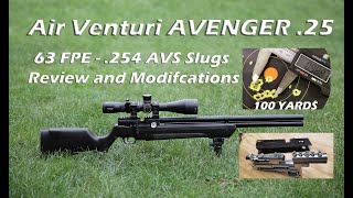 Air Venturi Avenger 25  ReviewTear Down Mods100 Yards with AVS 254 Slugs [upl. by Milah]